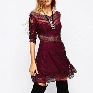 Free People 'Lacey Affair' Mixed Lace Skater Dress